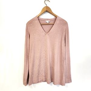 J Jill Silk & Cotton Sweater V Neck Pullover Pink Long Sleeve Size Mediu…
